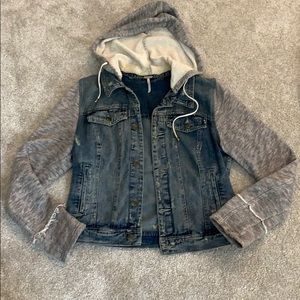 Free People Jean jacket with hood